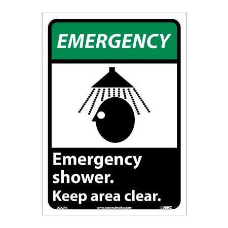 National Marker Co Graphic Signs - Emergency Shower - Vinyl 10inW X 14inH EGA2PB